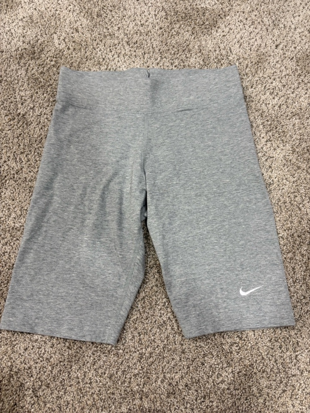 Nike Gray Athletic Biker Shorts with White Swoosh